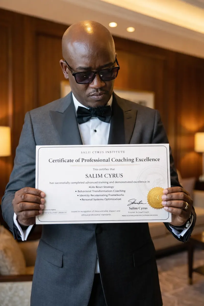 Salim Cyrus holding a certificate